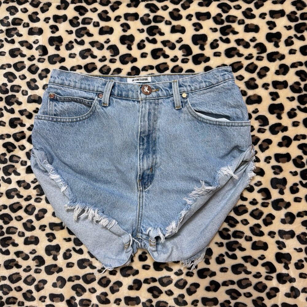 One Teaspoon Vintage Bandits HW Distressed Denim Cutoff Shorts Size Small